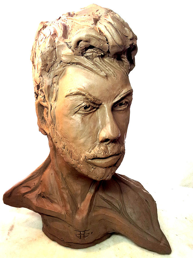 Self Portrait Clay Sculpture by John Gholson