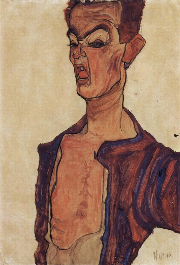Egon Schiele Painting - Self Portrait by Celestial Images