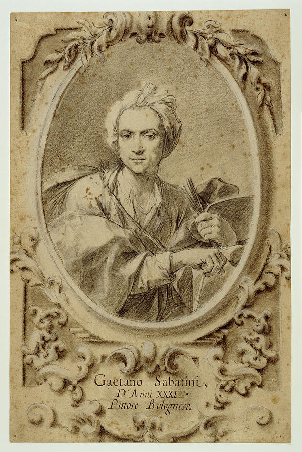 Self-portrait Drawing - Self-portrait Gaetano Sabatini, Italian by Litz Collection