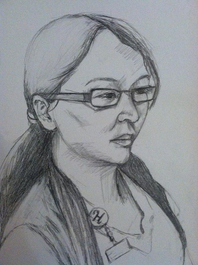 Self Portrait Drawing by Hae Kim
