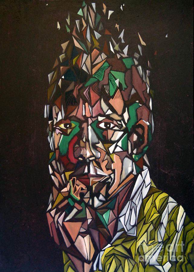 Self Portrait A Head In Pieces Painting by James Lavott