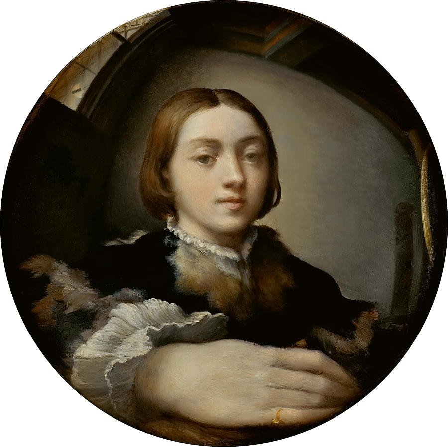 Self Portrait in a Convex Mirro Painting by Parmigianino