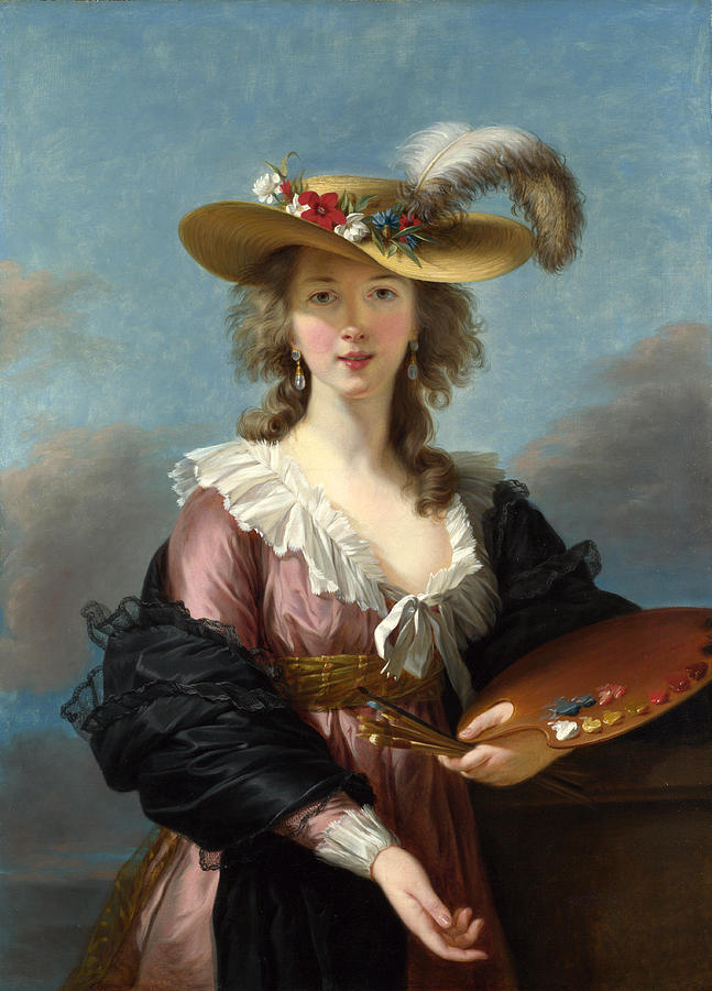 Flower Painting - Self Portrait in a Straw Hat by Louise Elisabeth Vigee Le Brun