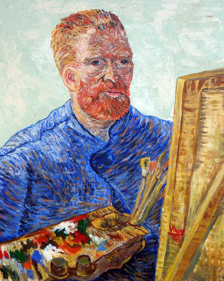 Self Portrait In Front of Easel Painting by Tom Roderick