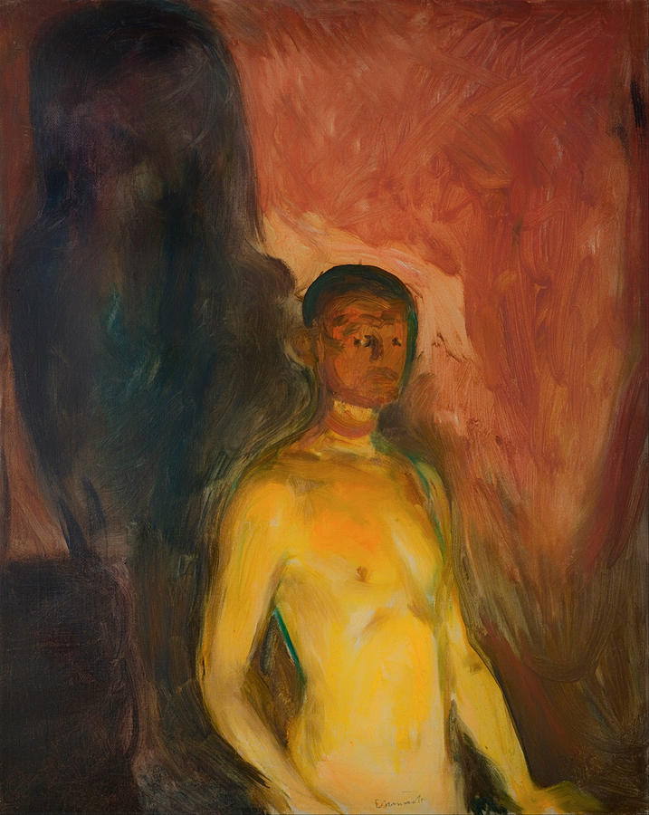 Edvard Munch Painting - Self Portrait in Hell by Mountain Dreams