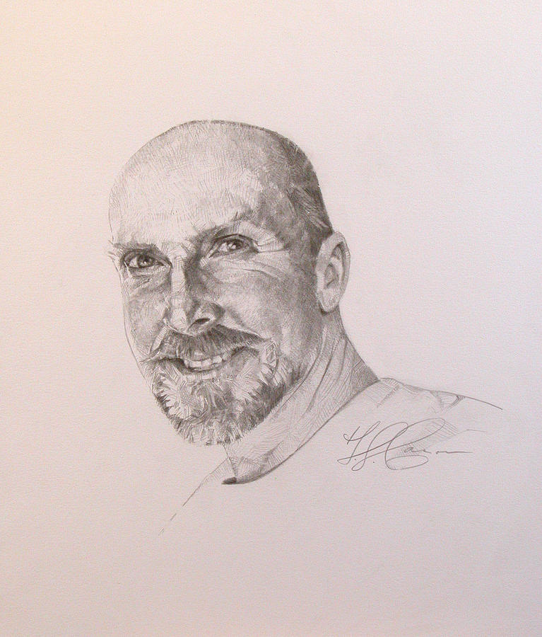 Self Portrait in pencil Drawing by T S Carson