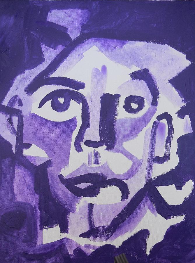 Self portrait in purple Painting by James Christiansen