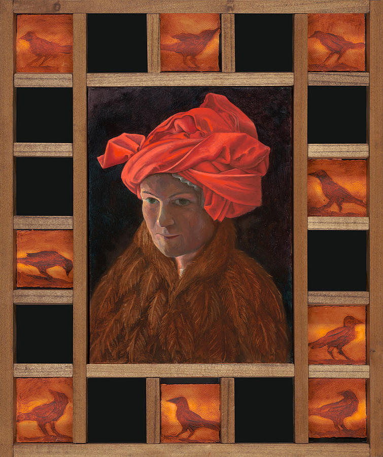 Self-Portrait in the Red Turban Painting by Alla Parsons