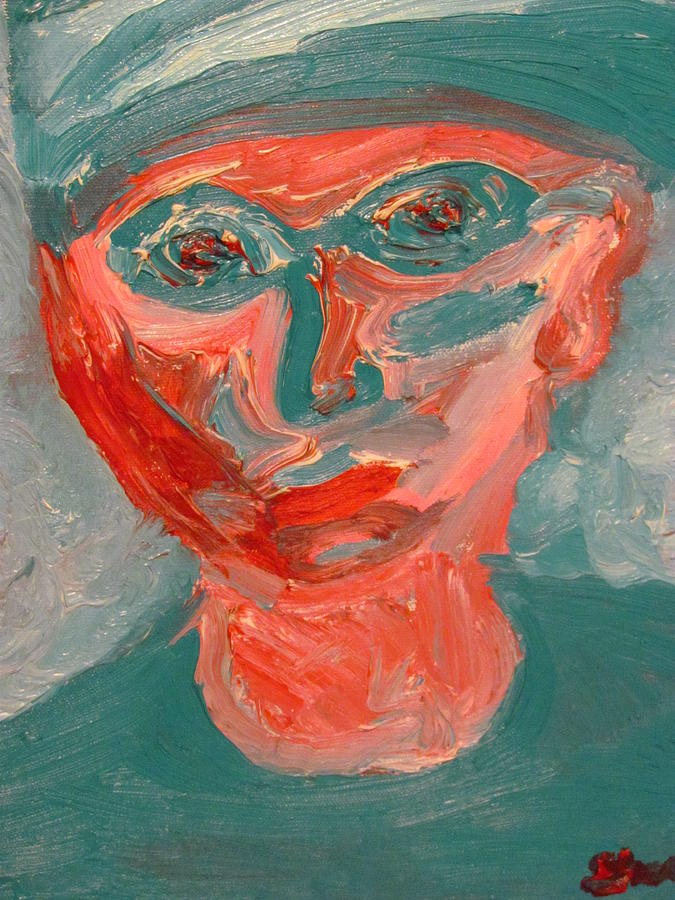 Portrait Painting - Self Portrait in Turquoise and Rose by Shea Holliman