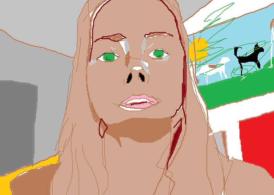 Self Portrait on Computer Painting by Anita Dale Livaditis