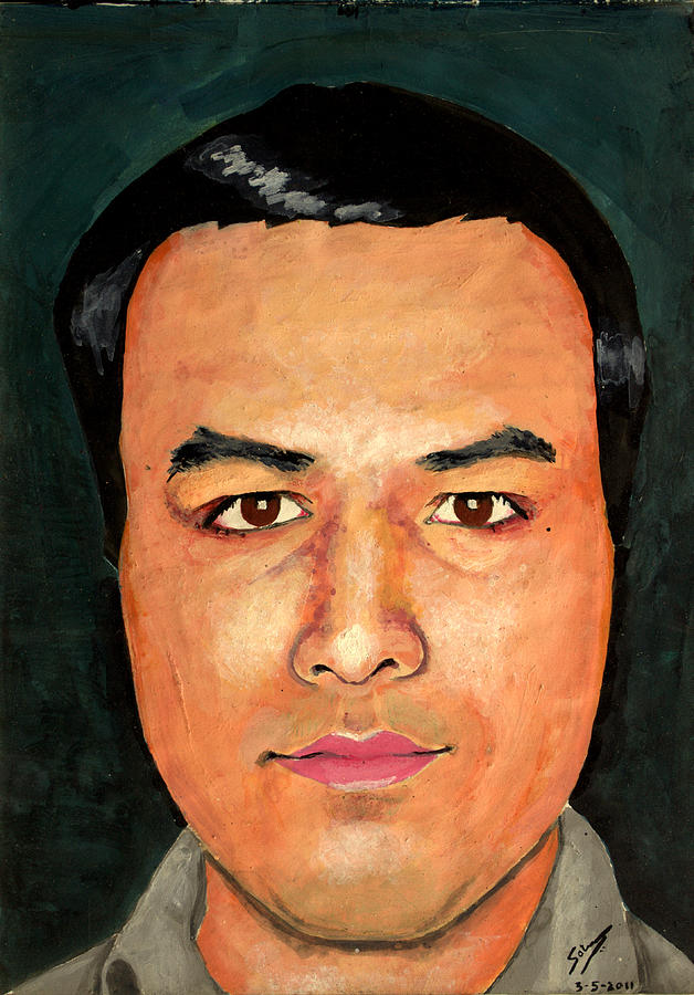 Self Portrait Painting by Salman Ravish