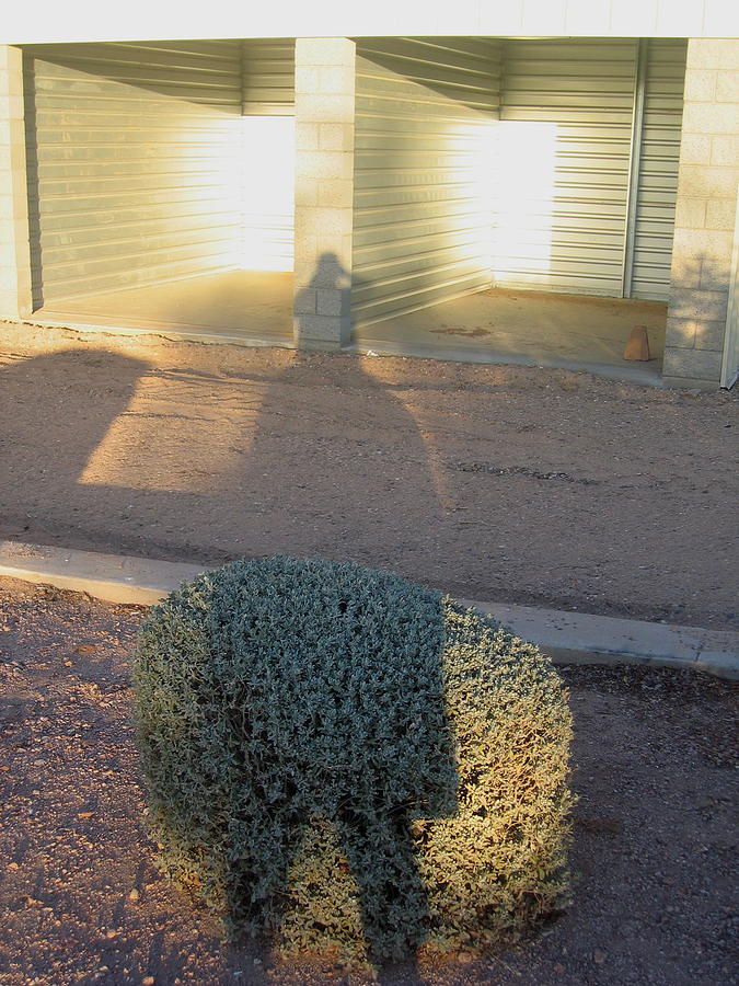 Self portrait shadow  storage rentals under construction Casa Grande Arizona 2004 Photograph by David Lee Guss