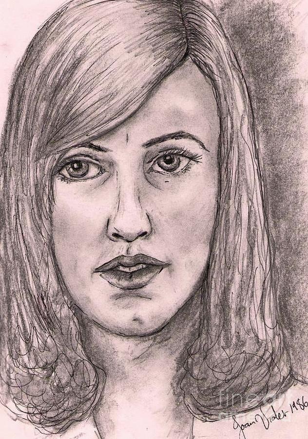 Self Portrait Sketch Drawing by Joan-Violet Stretch