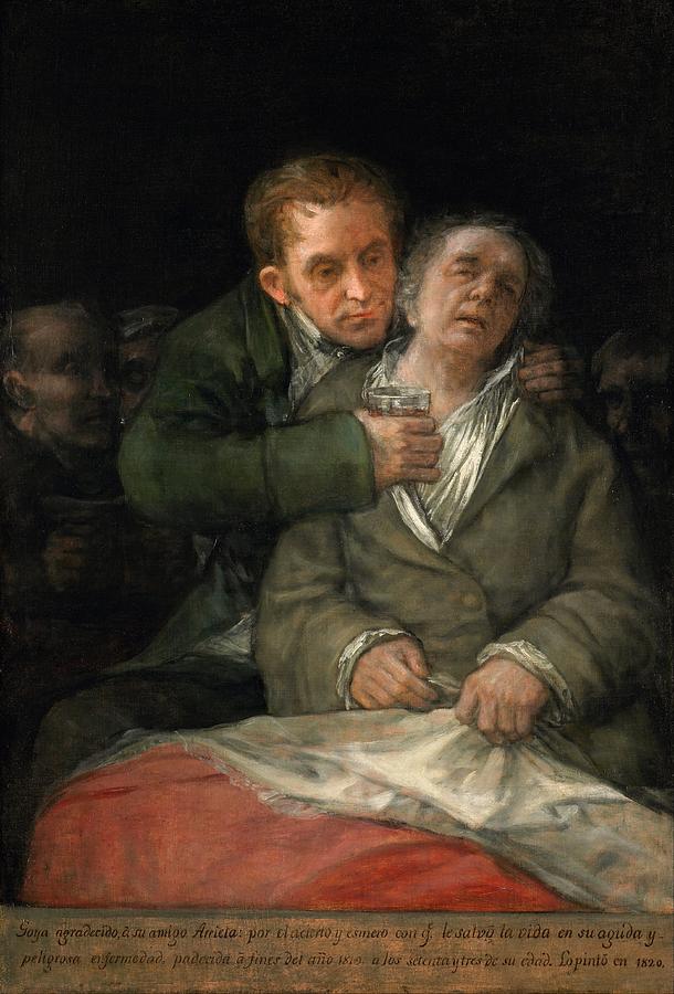 Francisco Goya Painting - Self-Portrait with Dr. Arrieta by Francisco Goya