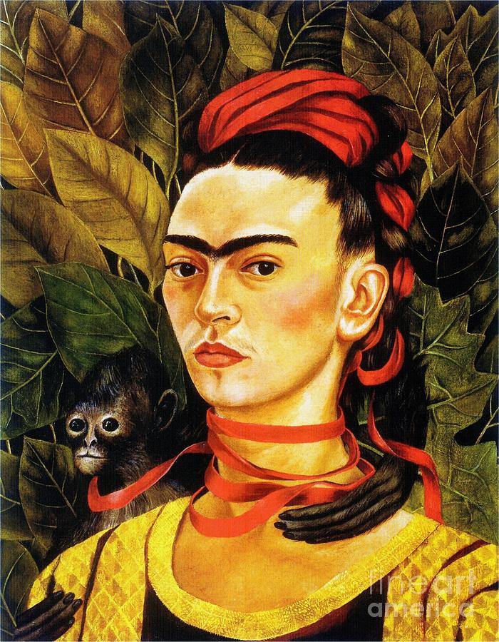 Portrait Painting - Self Portrait with Monkey by Thea Recuerdo