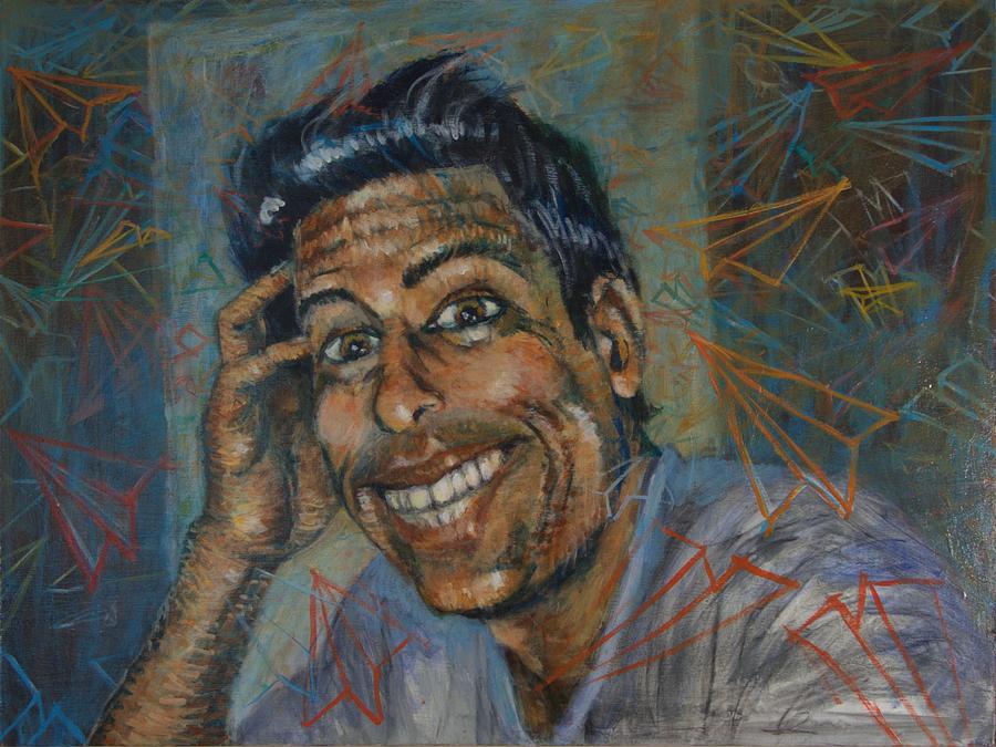 Portrait Painting - Self Portrait With Paper Airplanes by Jeff Levitch Portrait Painting - Self Portrait With Paper Airplanes by Jeff Levitch