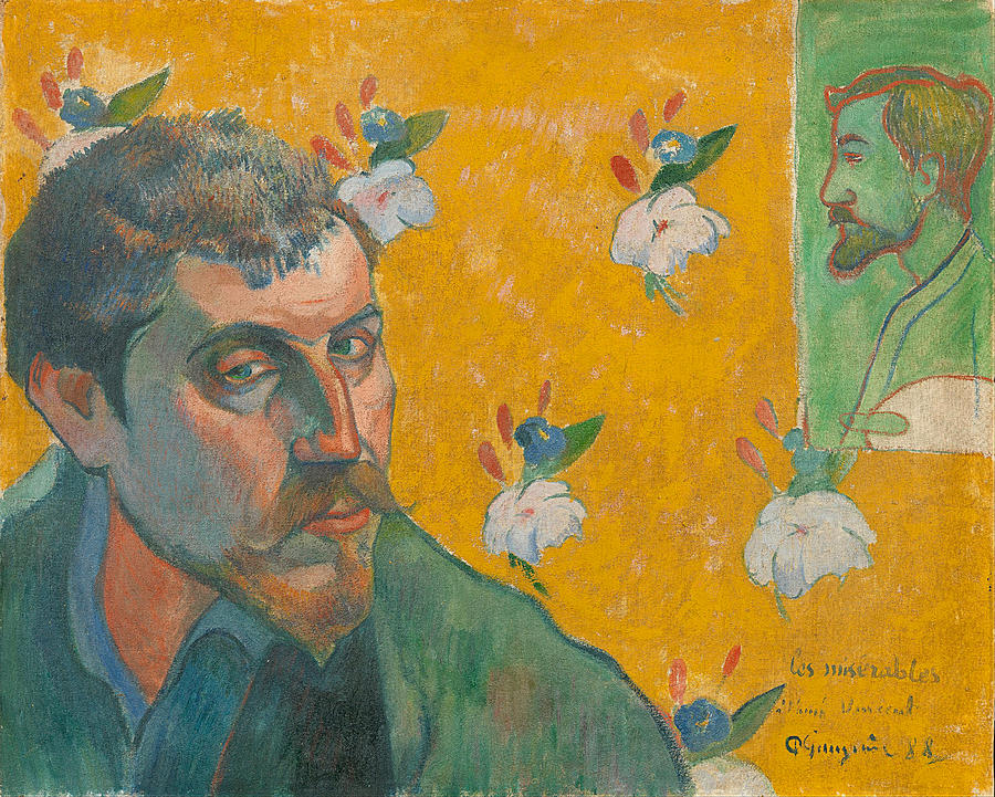 Paul Gauguin Painting - Self-portrait with portrait of Bernard. Les Miserables. by Paul Gauguin