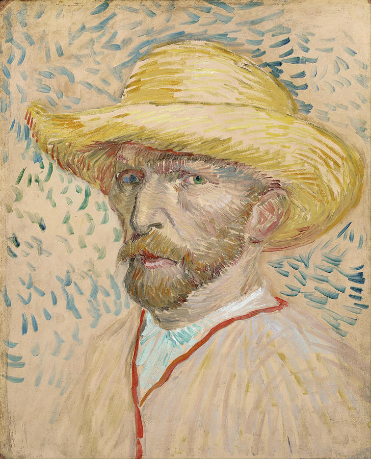 Vincent Van Gogh Painting - Self Portrait with Straw Hat by Vincent Van Gogh
