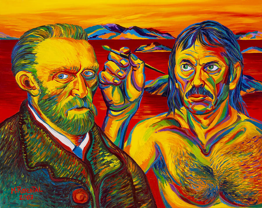 Surrealism Painting - Self  Portrait  With  Vincent  Van  Gogh by Moshe Rosental