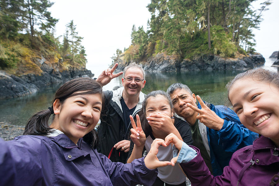 Selfie of Hikers Making Heart and Peace Signs with Hands Photograph by PamelaJoeMcFarlane