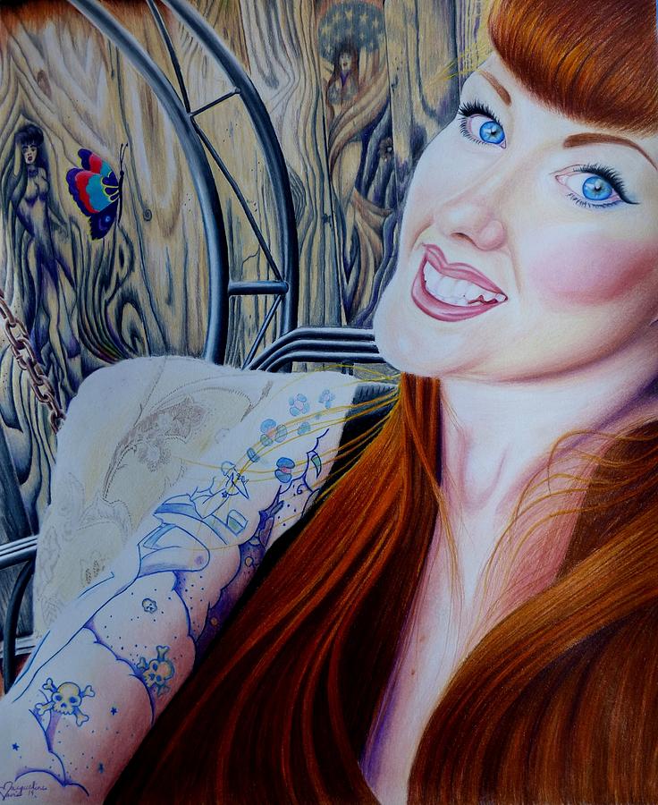 Portrait Drawing - Selfie of Nisa by Jacqueline Davis