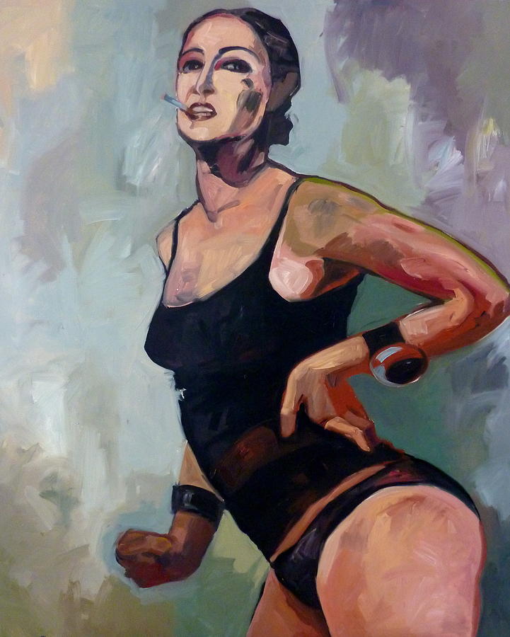 Portrait Painting - Selfportrait smoking by Carmen Stanescu Kutzelnig
