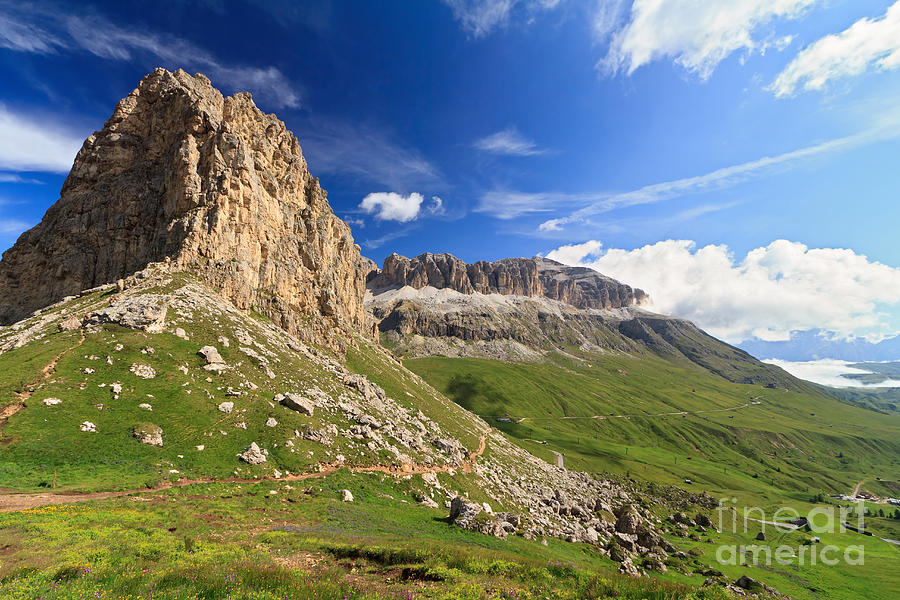 Sella mountain and Pordoi pass Photograph by Antonio Scarpi