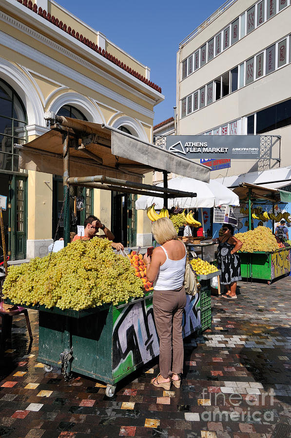 Greek Photograph - Selling fruits in Monastiraki square by George Atsametakis