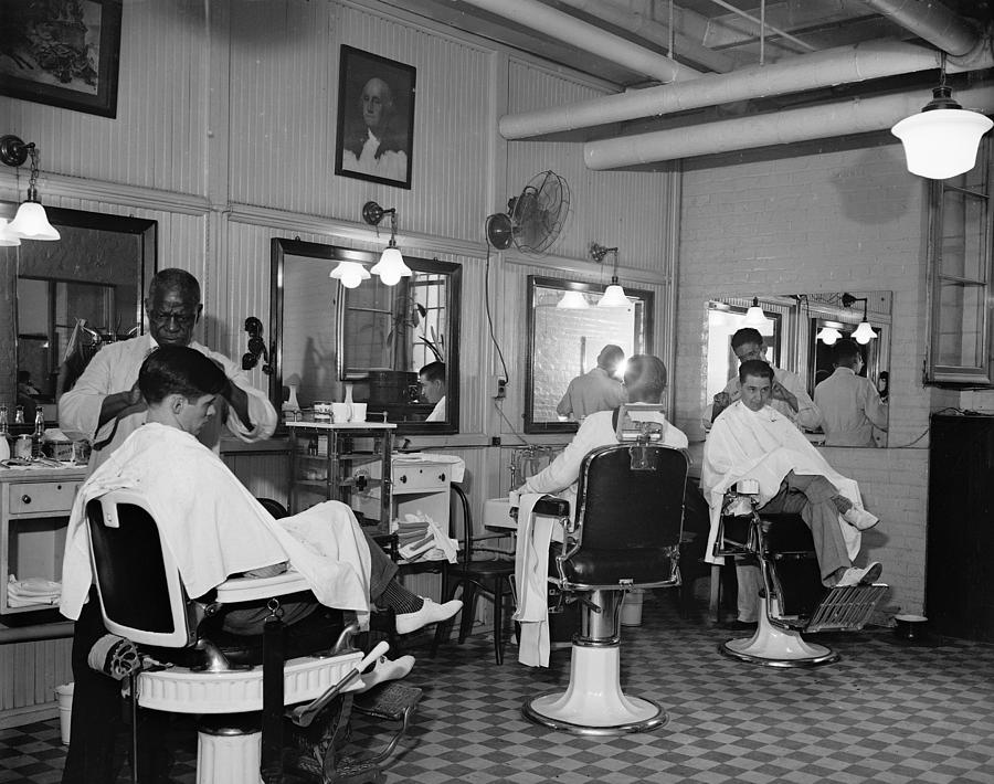 Senate Barber Shop, 1937 Photograph by Granger