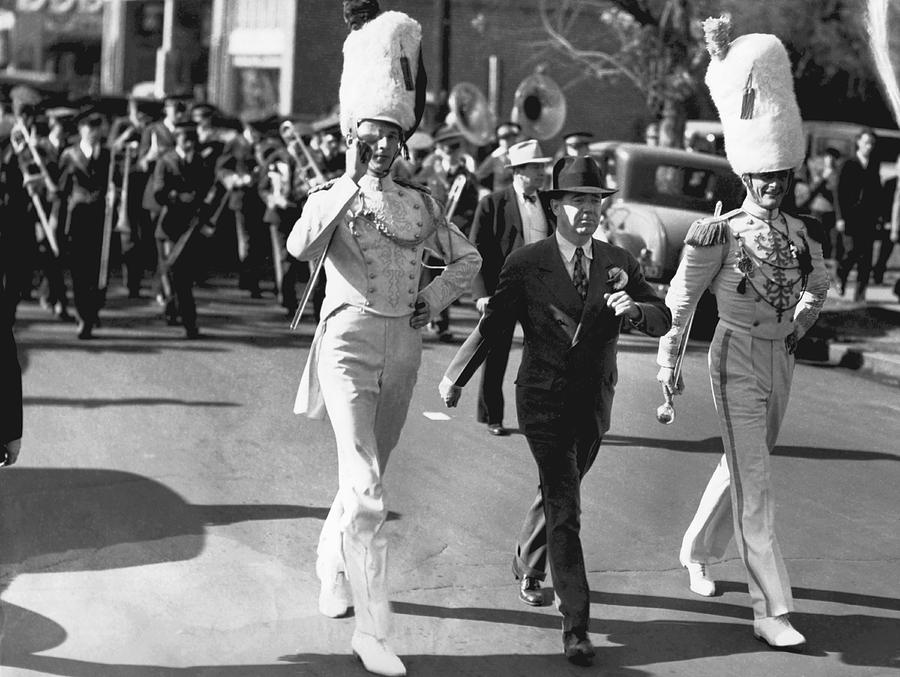 Black And White Photograph - Senator Huey Long In Parade by Underwood Archives