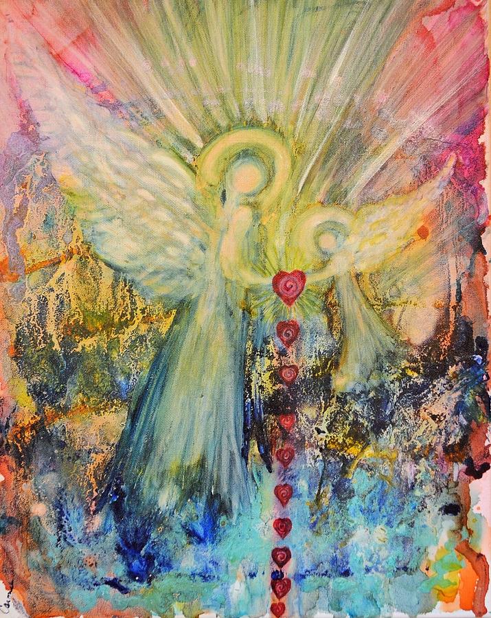 Sending love from above Painting by Carmela  Sanchez 