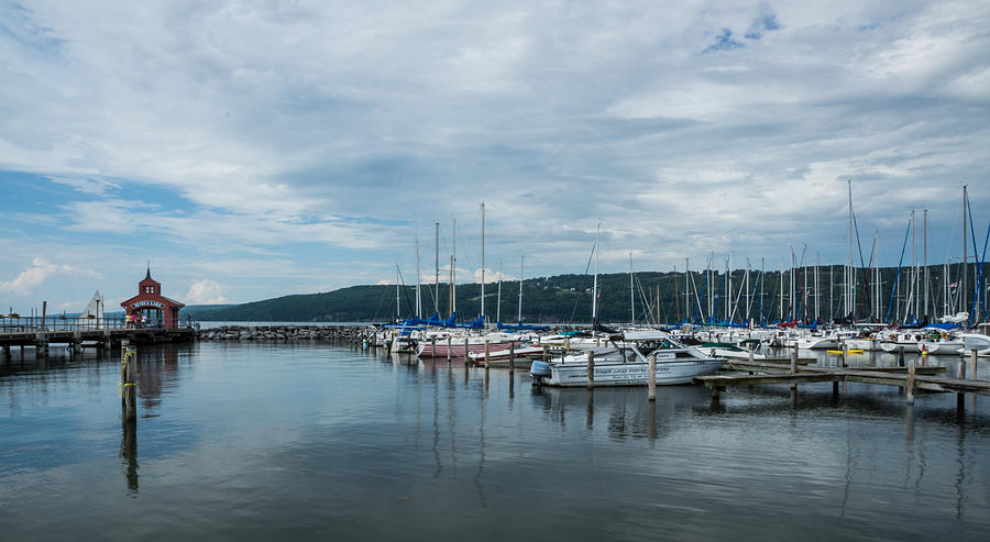 Boat Photograph - Seneca Lake Harbor - Watkins Glen - Wide Angle by Photographic Arts And Design Studio
