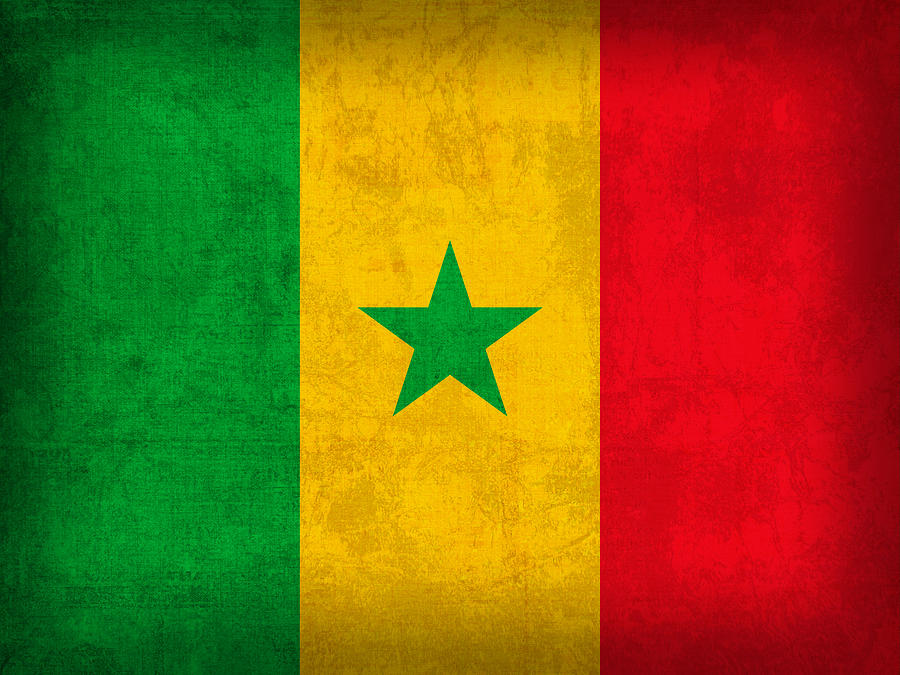 Vintage Mixed Media - Senegal Flag Vintage Distressed Finish by Design Turnpike