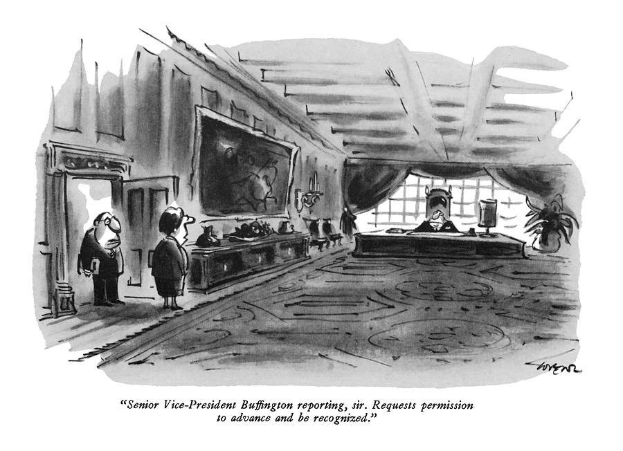 Senior Vice-president Buffington Reporting Drawing by Lee Lorenz
