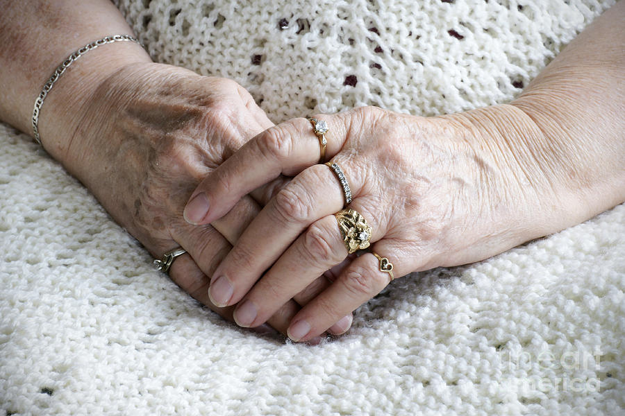 Jewelry Photograph - Senior woman hands by Sylvie Bouchard