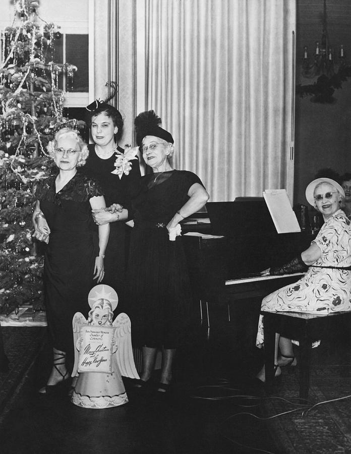 Senior Womens Merry Christmas Photograph by Underwood Archives