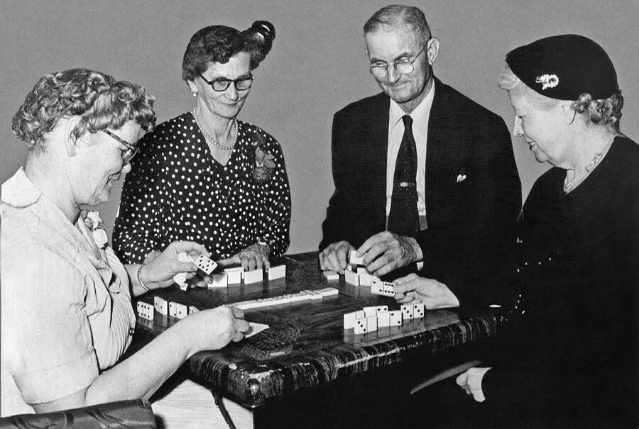 Seniors Playing Dominos Photograph by Underwood Archives