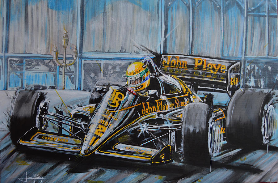 Ayrton Painting - Senna on the Casino Square by Juan Mendez