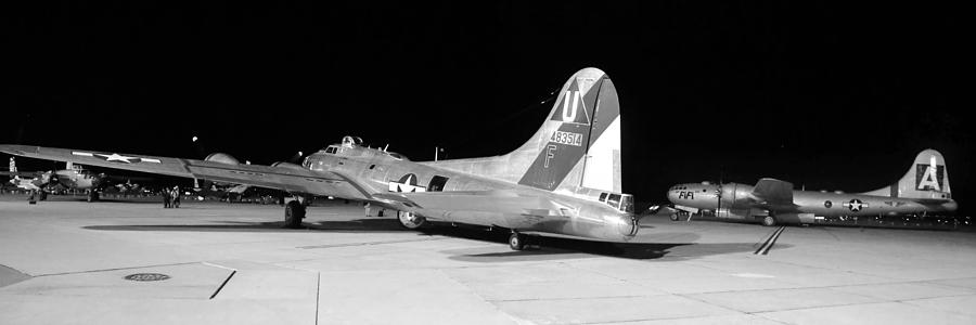 Sentimental Journey Fifi and Maid in the Shade Panorama Grayscale Night March 2 2013 Photograph by Brian Lockett