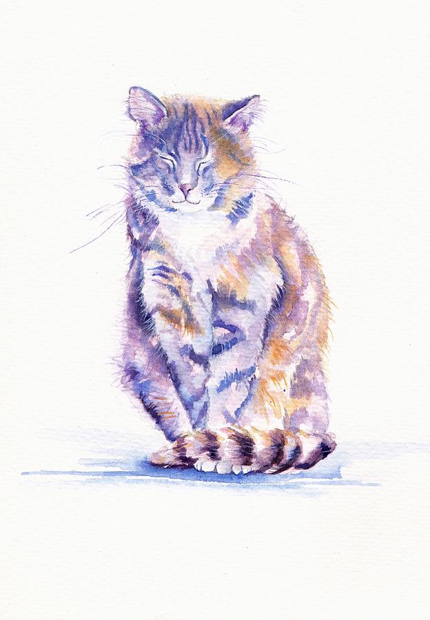 Tabby Cat Painting - Sentry Duty by Debra Hall