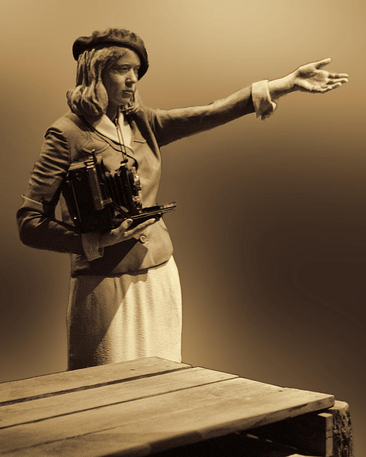 Sepia 1940s Woman News Photographer Photograph by Linda Phelps
