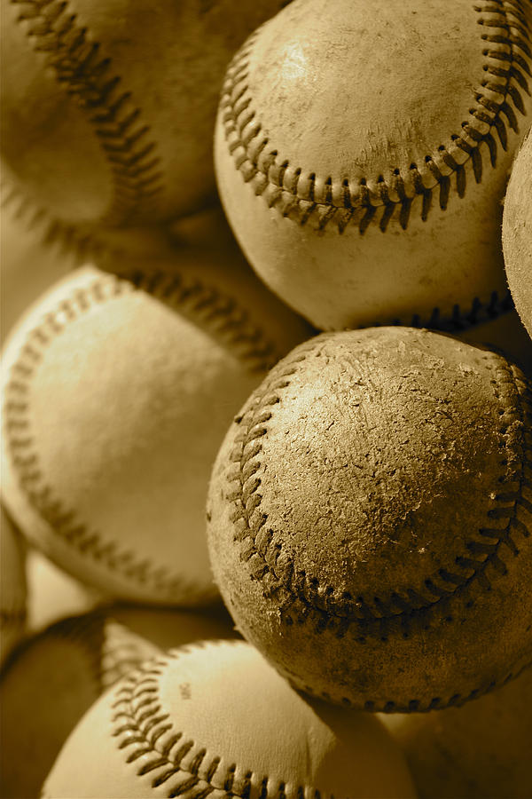 Sepia Baseballs iPhone Case and Cards Photograph by Bill Owen