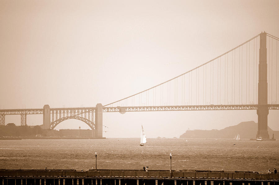 Sepia Golden Gate Photograph by Holly Blunkall