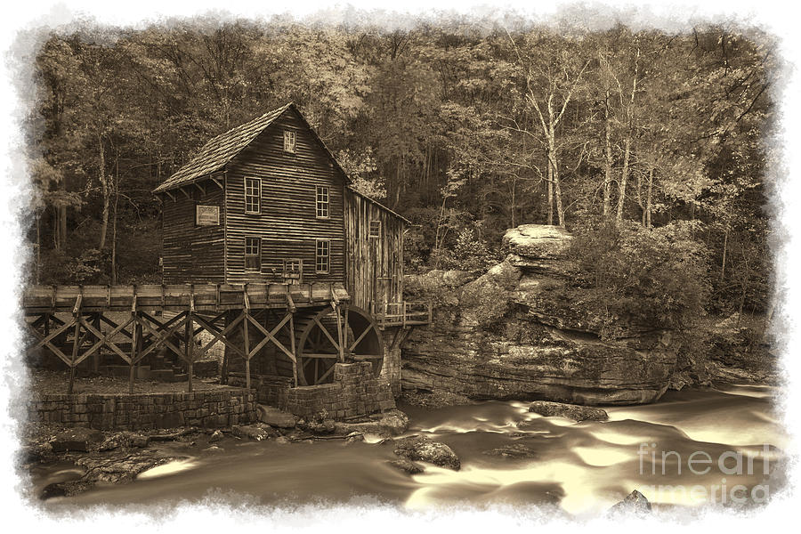 Sepia of Grist Mill Photograph by Dan Friend