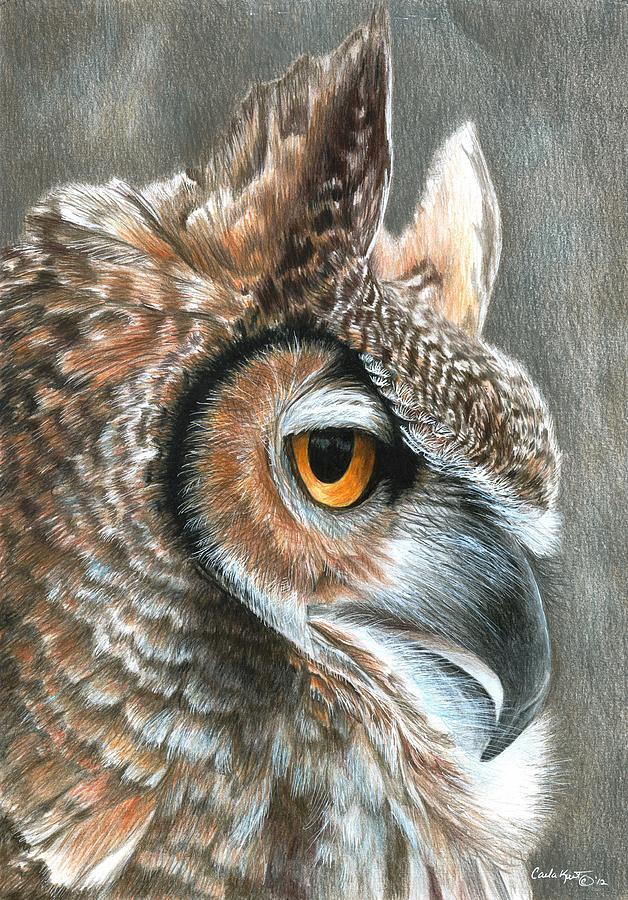 Sepia Owl Painting by Carla Kurt