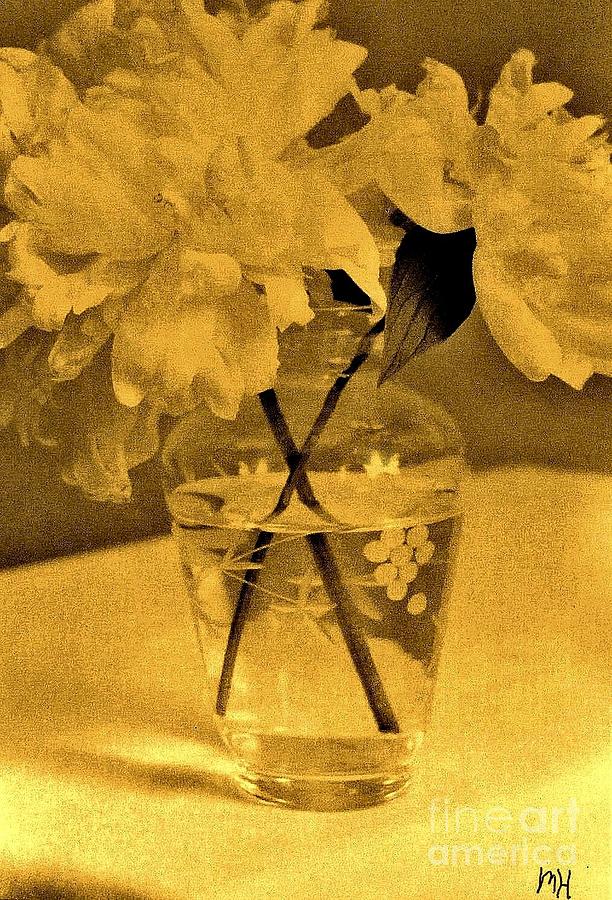 Sepia Peonies in Antique Photograph by Marsha Heiken