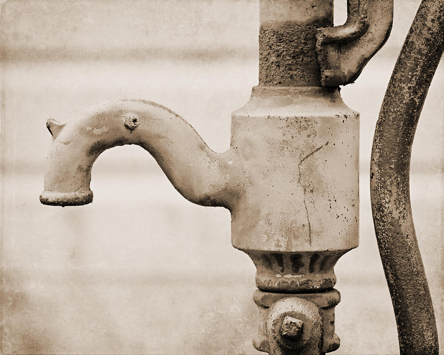 Vintage Photograph - Sepia Water Pump by Lisa R