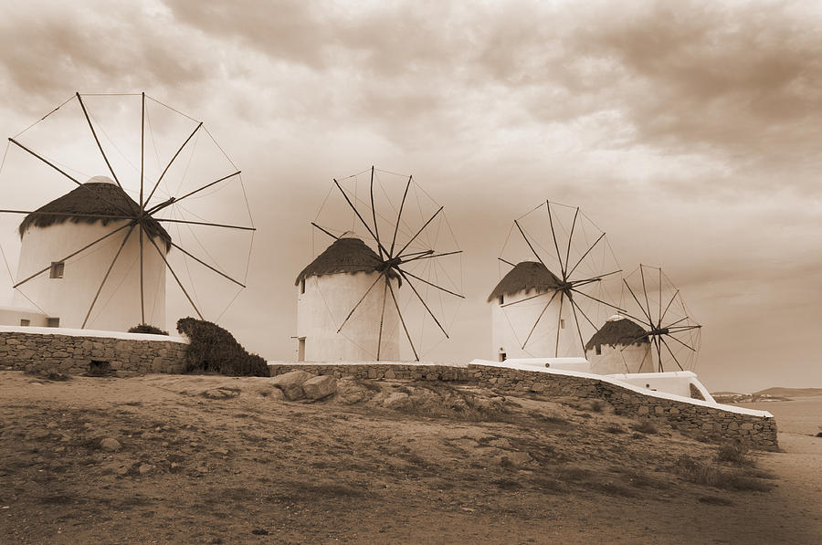 Sepia Windmills  Photograph by Brenda Kean