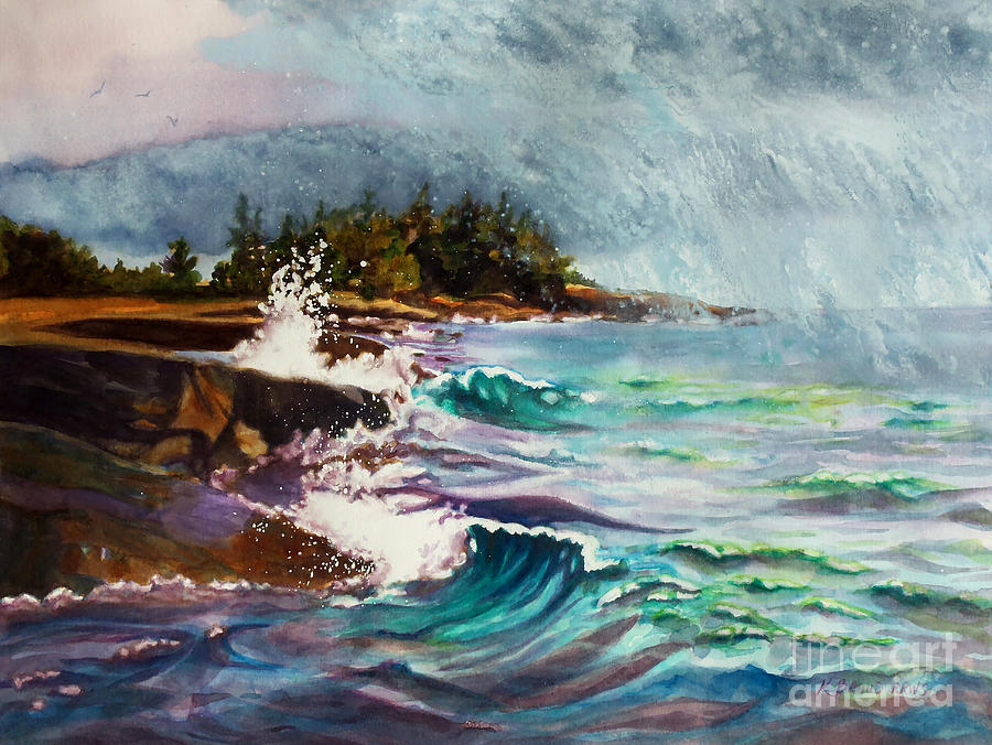 September Storm Lake Superior Painting by Kathy Braud