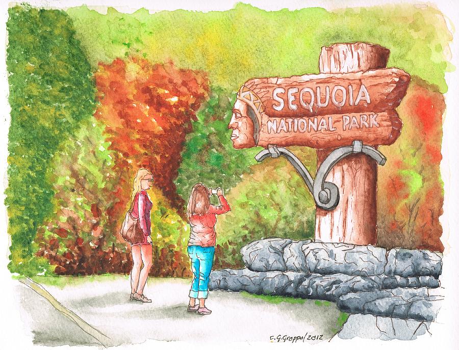 Sequoia National Park entrance - California Painting by Carlos G Groppa